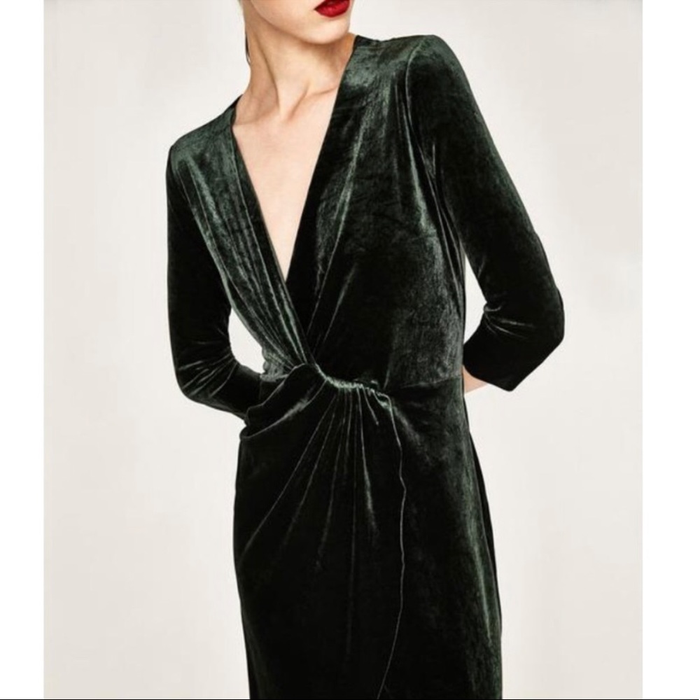ZARA velvet crossover dress
